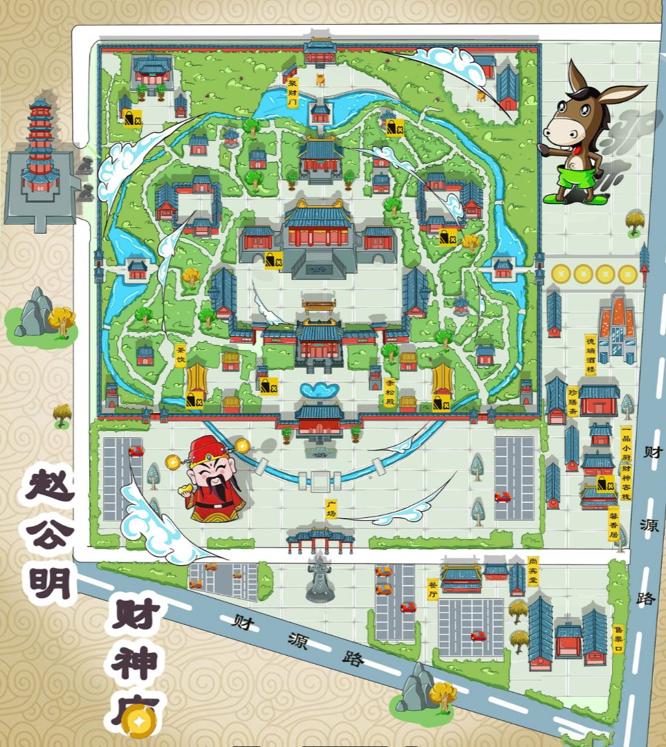 丹江口寺庙类手绘地图